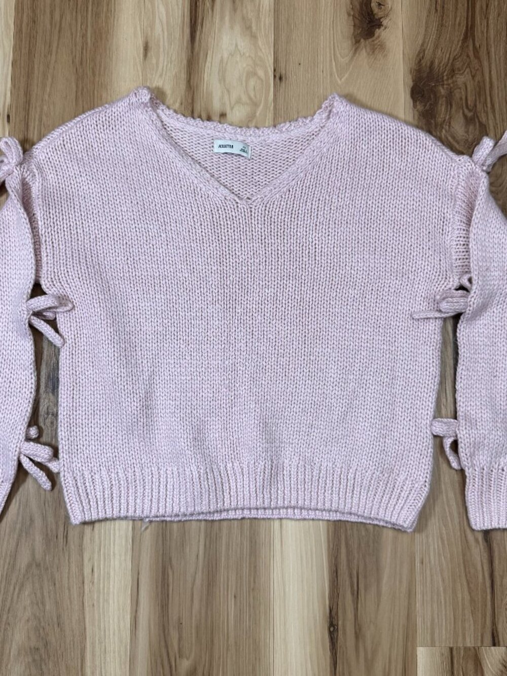 Hollister Blush Pink Side Tie Cutout Knit Sweater XS Oversized